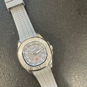 Silver Watch with Gray Strap